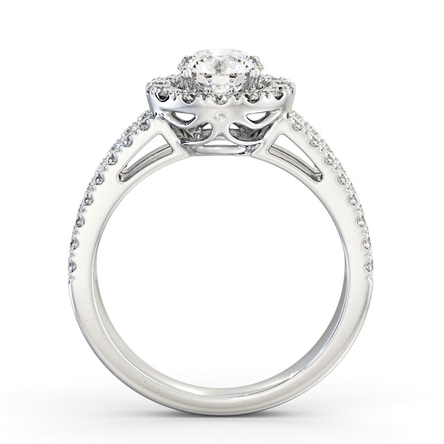 Halo Round Diamond Engagement Ring 9K White Gold - Swaithe CL48_WG_UP