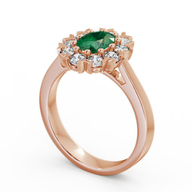 Cluster Emerald and Diamond 1.45ct Ring 9K Rose Gold - Haile CL4GEM_RG_EM_SIDE