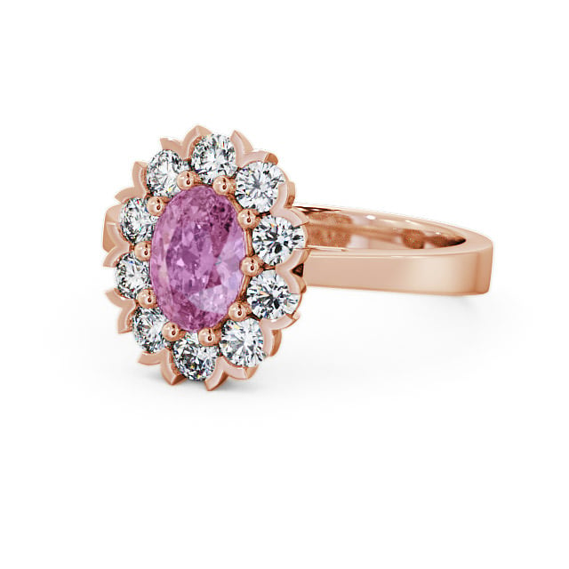 Cluster Pink Sapphire and Diamond 1.60ct Ring 9K Rose Gold - Haile CL4GEM_RG_PS_FLAT