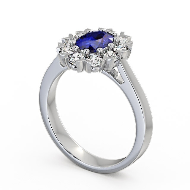 Cluster Blue Sapphire and Diamond 1.60ct Ring 18K White Gold - Haile CL4GEM_WG_BS_SIDE