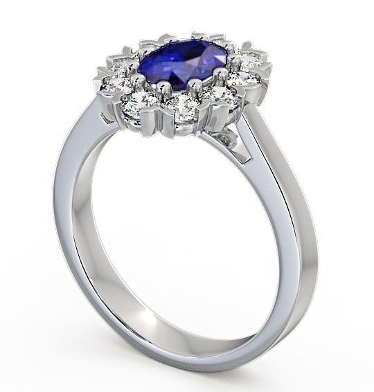 Cluster Blue Sapphire and Diamond 1.60ct Ring Platinum - Haile CL4GEM_WG_BS_THUMB1