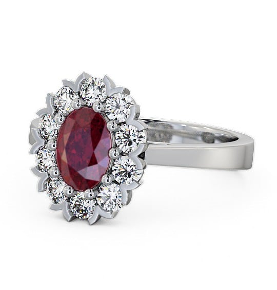  Cluster Ruby and Diamond 1.60ct Ring 18K White Gold - Haile CL4GEM_WG_RU_THUMB2 