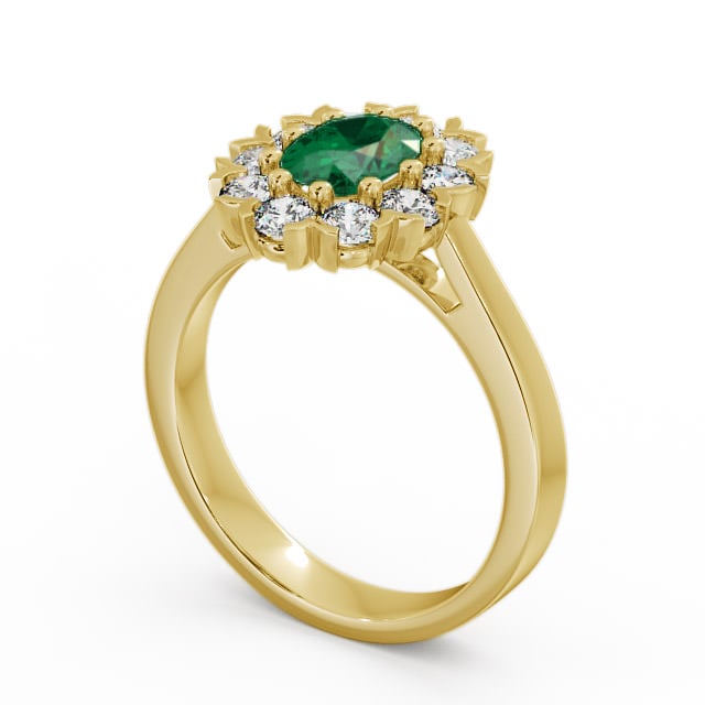 Cluster Emerald and Diamond 1.45ct Ring 18K Yellow Gold - Haile CL4GEM_YG_EM_SIDE
