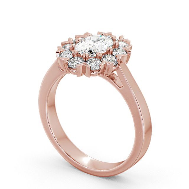Cluster Oval Diamond Ring 18K Rose Gold - Haile CL4_RG_SIDE