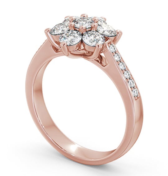 Cluster Diamond Ring 9K Rose Gold With Side Stones - Achray CL6S_RG_THUMB1