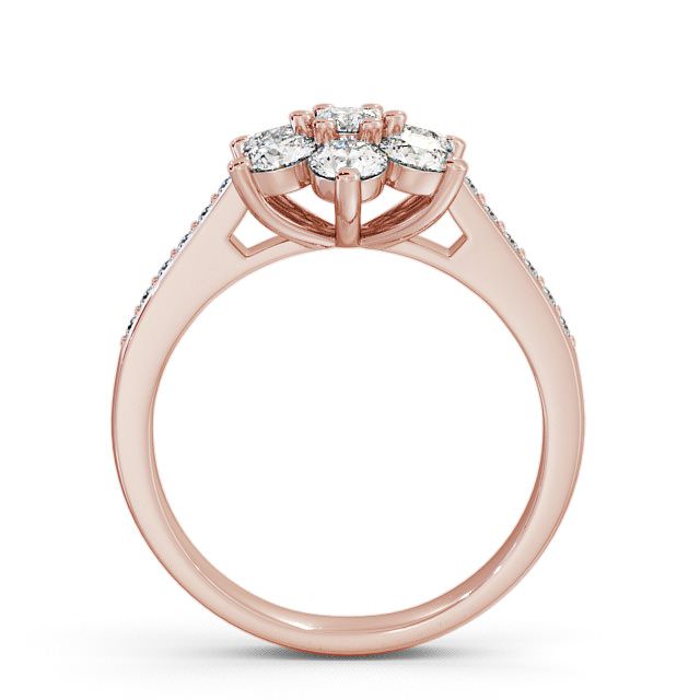 Cluster Diamond Ring 18K Rose Gold With Side Stones - Achray CL6S_RG_UP
