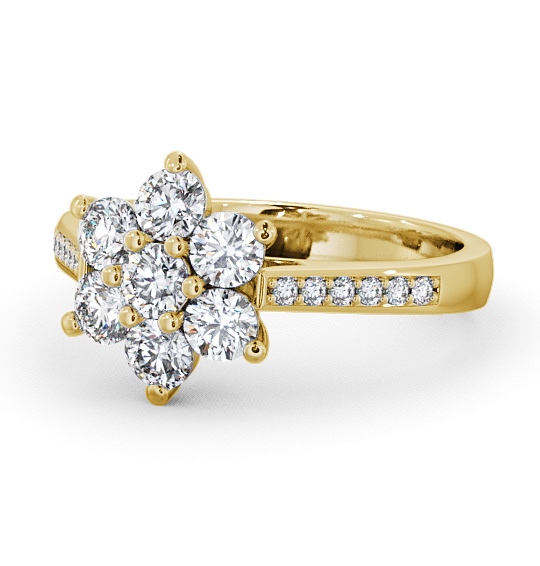  Cluster Diamond Ring 18K Yellow Gold With Side Stones - Achray CL6S_YG_THUMB2 