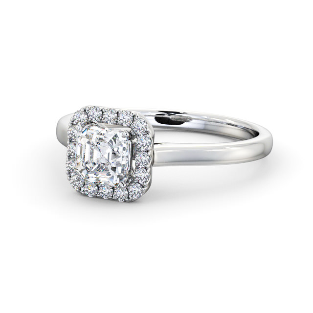Halo Asscher Diamond Engagement Ring 18K White Gold - Glesine ENAS10_WG_FLAT