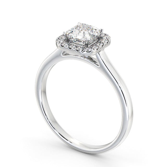 Halo Asscher Diamond Engagement Ring 18K White Gold - Glesine ENAS10_WG_SIDE