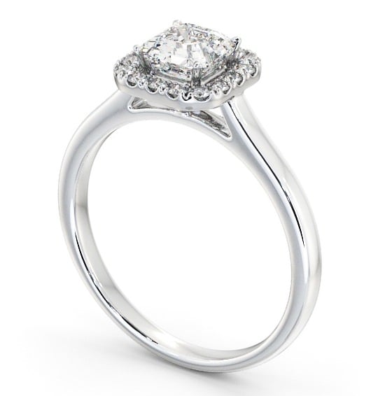  Halo Asscher Diamond Engagement Ring 18K White Gold - Glesine ENAS10_WG_THUMB1 