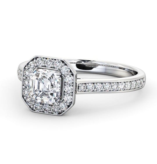  Halo Asscher Diamond Engagement Ring 18K White Gold - Cristiana ENAS12_WG_THUMB2 