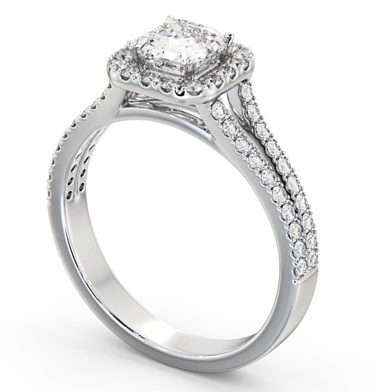 Halo Asscher Diamond Engagement Ring 9K White Gold - Moriah ENAS13_WG_THUMB1