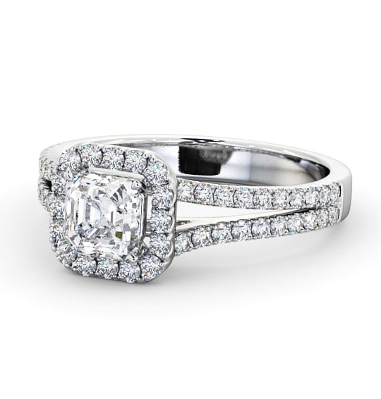  Halo Asscher Diamond Engagement Ring 18K White Gold - Moriah ENAS13_WG_THUMB2 