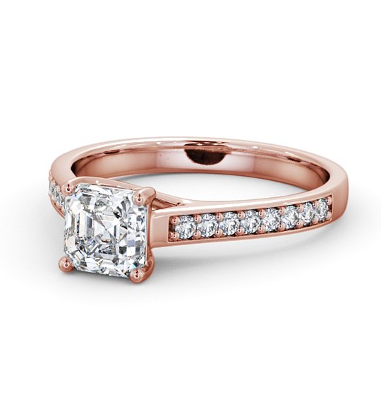  Asscher Diamond Engagement Ring 18K Rose Gold Solitaire With Side Stones - Danby ENAS15S_RG_THUMB2 