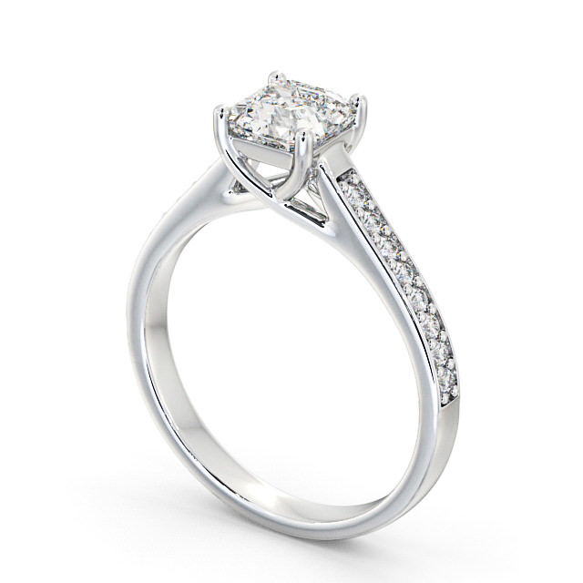 Asscher Diamond Engagement Ring Platinum Solitaire With Side Stones - Danby ENAS15S_WG_SIDE