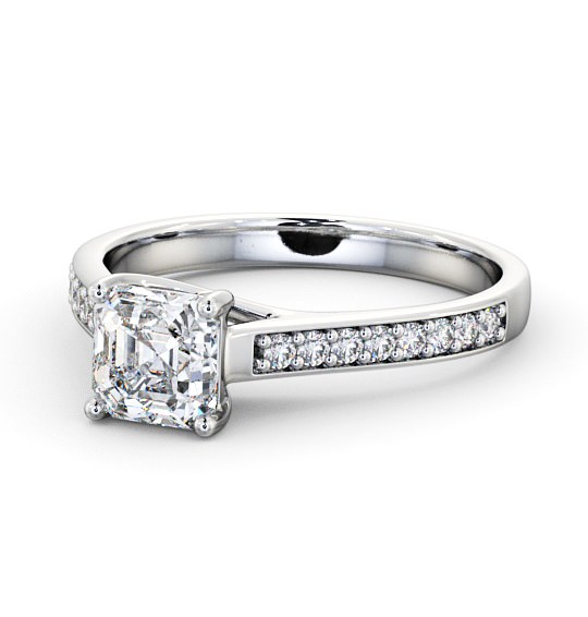  Asscher Diamond Engagement Ring 18K White Gold Solitaire With Side Stones - Danby ENAS15S_WG_THUMB2 