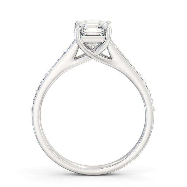 Asscher Diamond Engagement Ring Platinum Solitaire With Side Stones - Danby ENAS15S_WG_UP