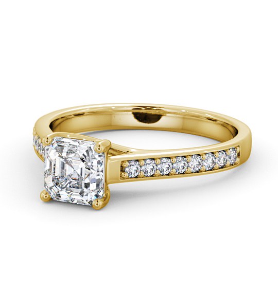  Asscher Diamond Engagement Ring 18K Yellow Gold Solitaire With Side Stones - Danby ENAS15S_YG_THUMB2 