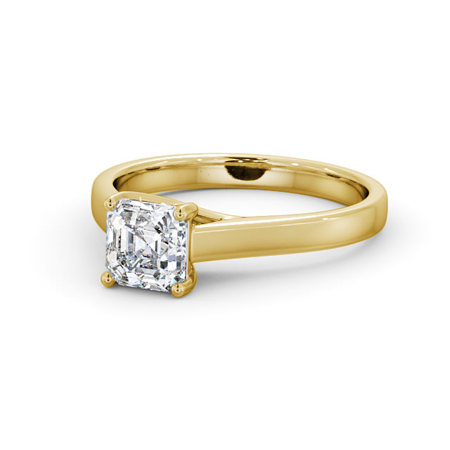 Asscher Diamond Engagement Ring 18K Yellow Gold Solitaire - Whittle ENAS15_YG_FLAT
