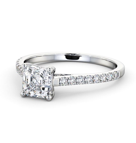  Asscher Diamond Engagement Ring Palladium Solitaire With Side Stones - Beoley ENAS17_WG_THUMB2 