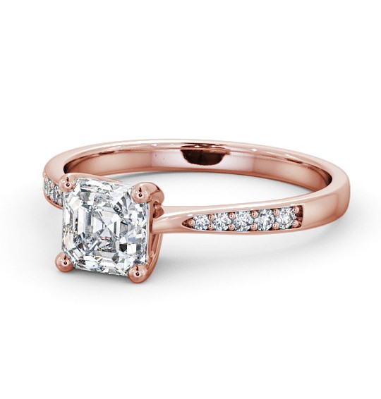  Asscher Diamond Engagement Ring 18K Rose Gold Solitaire With Side Stones - Lilliana ENAS18S_RG_THUMB2 