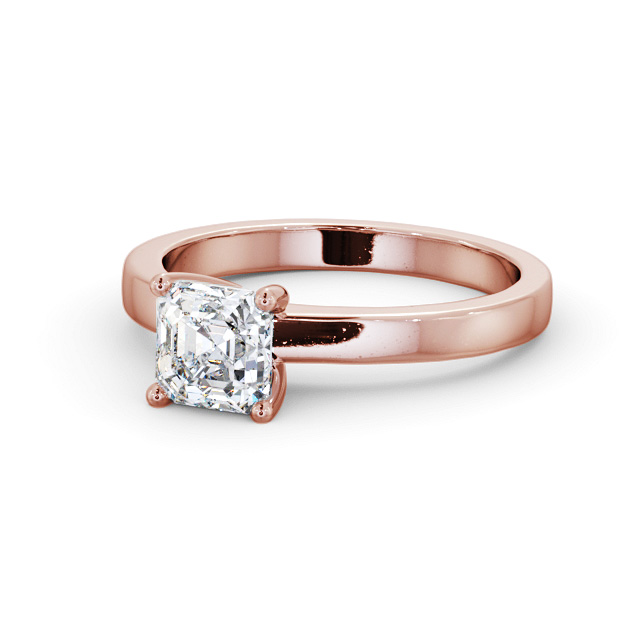 Asscher Diamond Engagement Ring 18K Rose Gold Solitaire - Inverley ENAS18_RG_FLAT