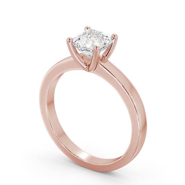 Asscher Diamond Engagement Ring 18K Rose Gold Solitaire - Inverley ENAS18_RG_SIDE