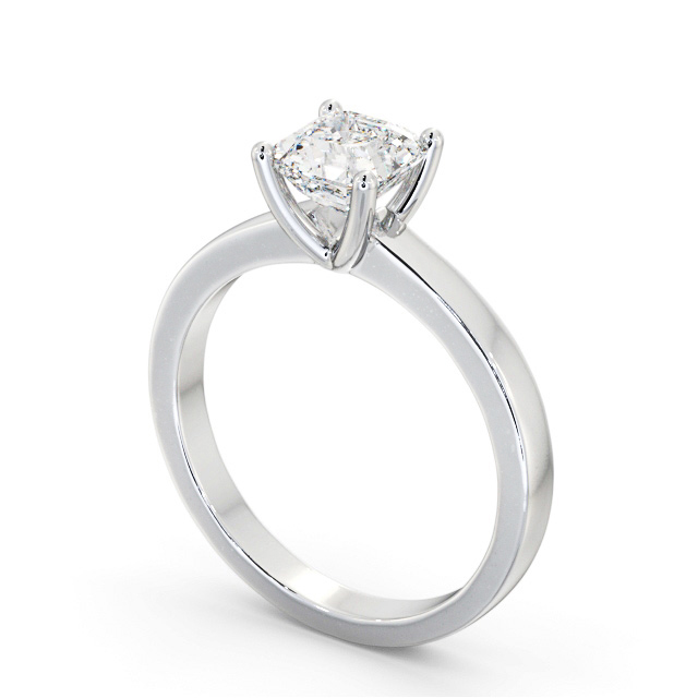 Asscher Diamond Engagement Ring 18K White Gold Solitaire - Inverley ENAS18_WG_SIDE
