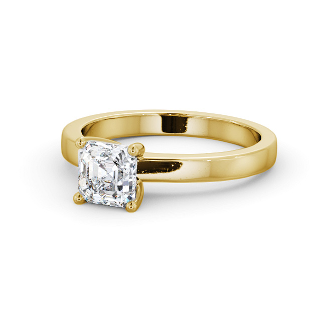 Asscher Diamond Engagement Ring 18K Yellow Gold Solitaire - Inverley ENAS18_YG_FLAT