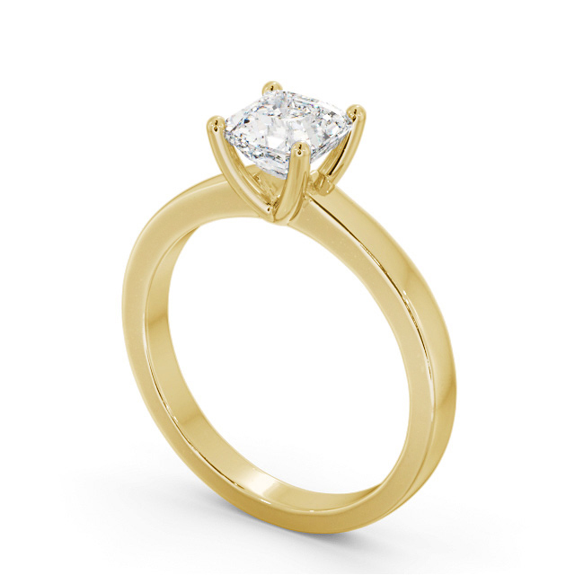 Asscher Diamond Engagement Ring 18K Yellow Gold Solitaire - Inverley ENAS18_YG_SIDE