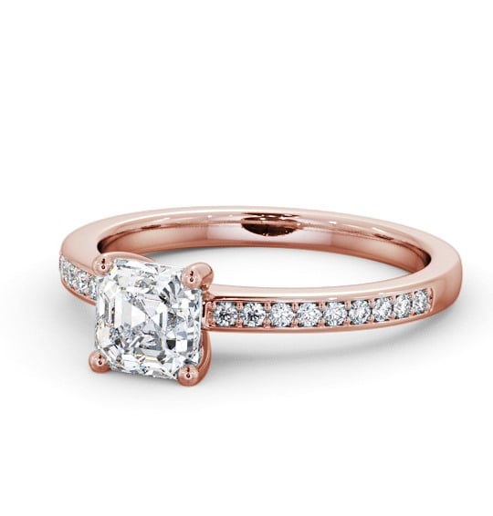  Asscher Diamond Engagement Ring 18K Rose Gold Solitaire With Side Stones - Brearley ENAS19S_RG_THUMB2 