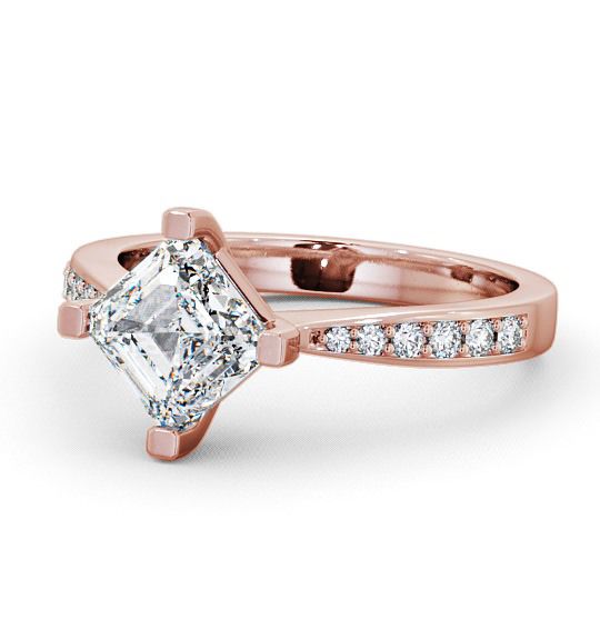  Asscher Diamond Engagement Ring 18K Rose Gold Solitaire With Side Stones - Keele ENAS1S_RG_THUMB2 