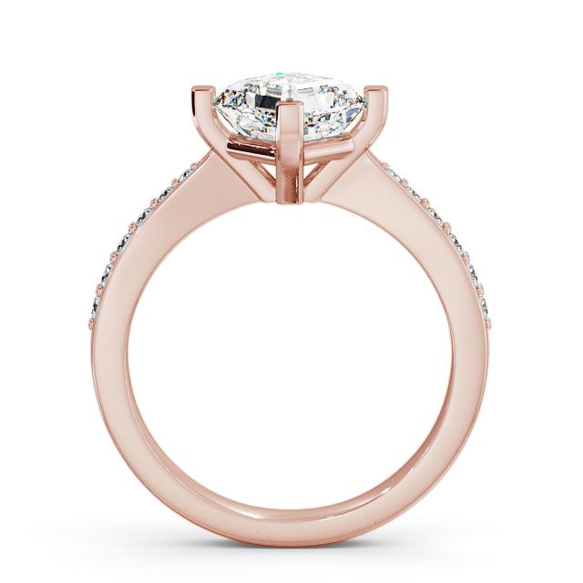 Asscher Diamond Engagement Ring 9K Rose Gold Solitaire With Side Stones - Keele ENAS1S_RG_UP