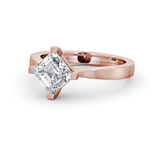 Asscher Diamond Engagement Ring 9K Rose Gold Solitaire - Aston ENAS1_RG_FLAT
