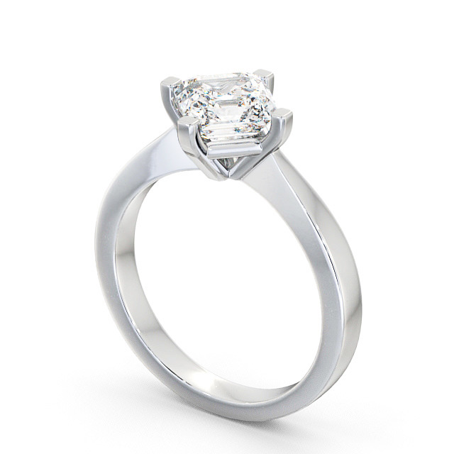 Asscher Diamond Engagement Ring Platinum Solitaire - Aston ENAS1_WG_SIDE