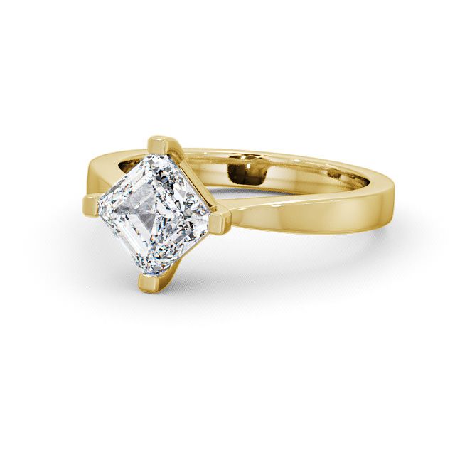 Asscher Diamond Engagement Ring 18K Yellow Gold Solitaire - Aston ENAS1_YG_FLAT