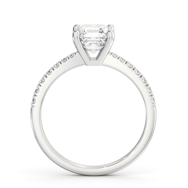 Asscher Diamond Engagement Ring 18K White Gold Solitaire With Side Stones - Wirlaby ENAS20S_WG_UP