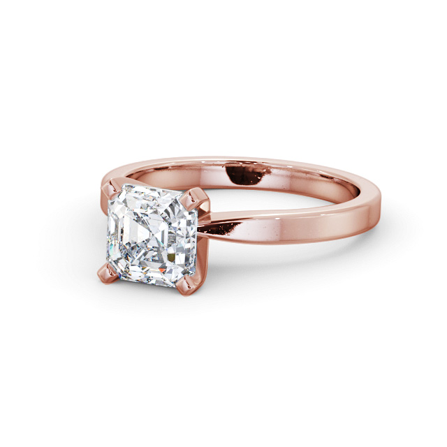 Asscher Diamond Engagement Ring 18K Rose Gold Solitaire - Mylene ENAS20_RG_FLAT