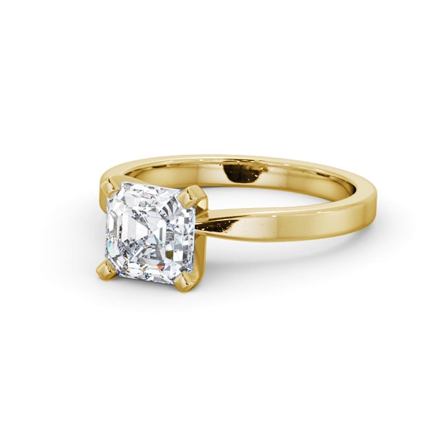 Asscher Diamond Engagement Ring 9K Yellow Gold Solitaire - Mylene ENAS20_YG_FLAT
