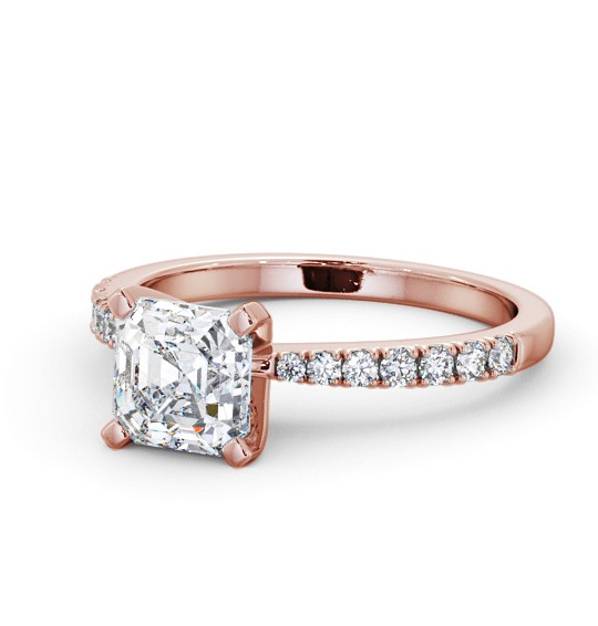  Asscher Diamond Engagement Ring 18K Rose Gold Solitaire With Side Stones - Stretone ENAS21S_RG_THUMB2 