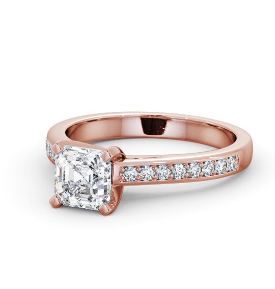  Asscher Diamond Engagement Ring 18K Rose Gold Solitaire With Side Stones - Shepley ENAS22S_RG_THUMB2 