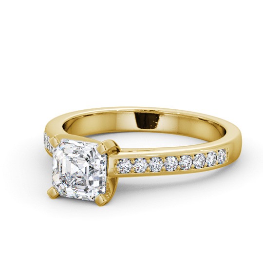  Asscher Diamond Engagement Ring 18K Yellow Gold Solitaire With Side Stones - Shepley ENAS22S_YG_THUMB2 