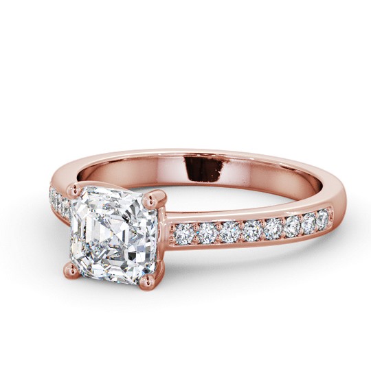  Asscher Diamond Engagement Ring 18K Rose Gold Solitaire With Side Stones - Yula ENAS23S_RG_THUMB2 