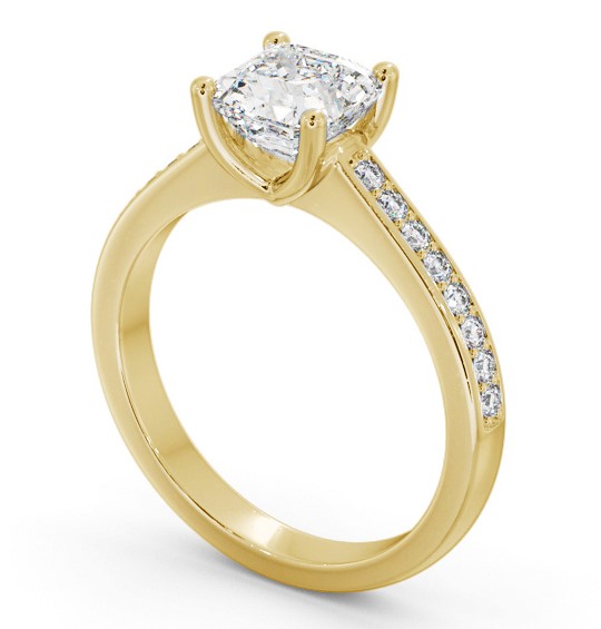  Asscher Diamond Engagement Ring 18K Yellow Gold Solitaire With Side Stones - Yula ENAS23S_YG_THUMB1 