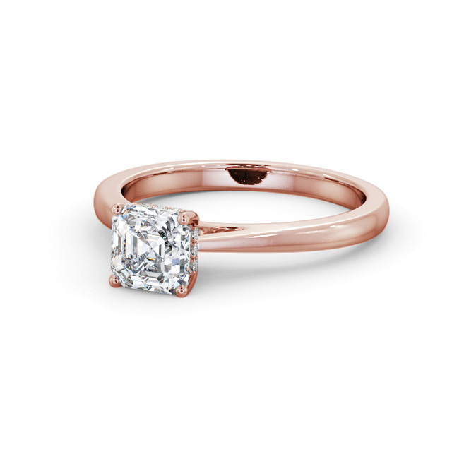 Asscher Diamond Engagement Ring 18K Rose Gold Solitaire - Olenka ENAS23_RG_FLAT