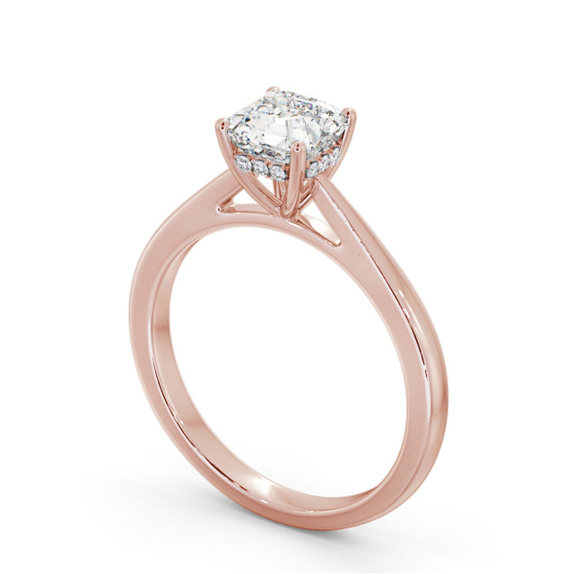 Asscher Diamond Engagement Ring 18K Rose Gold Solitaire - Olenka ENAS23_RG_SIDE