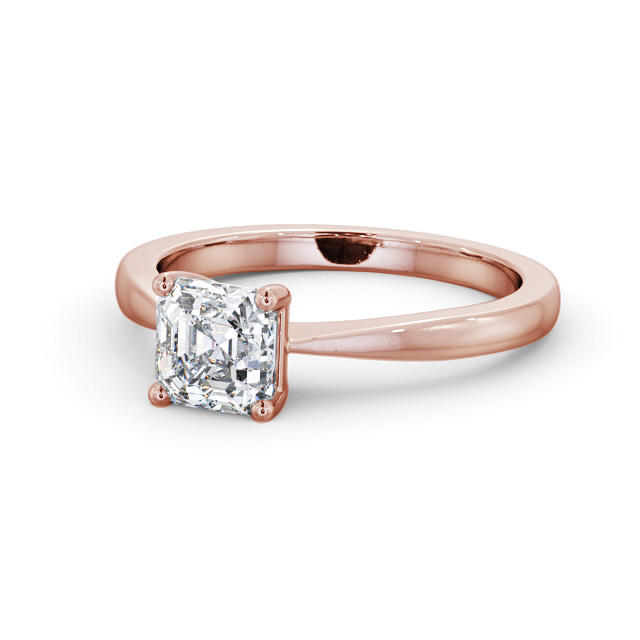 Asscher Diamond Engagement Ring 18K Rose Gold Solitaire - Eddington ENAS24_RG_FLAT