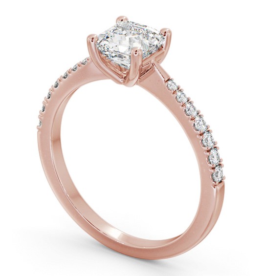  Asscher Diamond Engagement Ring 18K Rose Gold Solitaire With Side Stones - Maudine ENAS25S_RG_THUMB1 