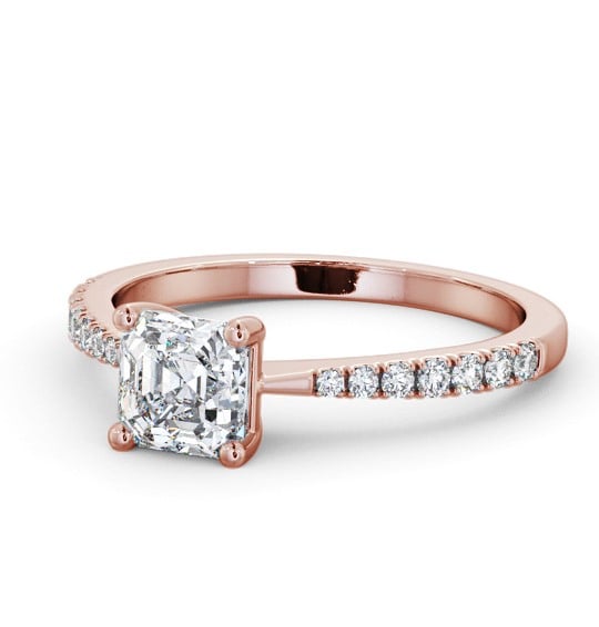  Asscher Diamond Engagement Ring 18K Rose Gold Solitaire With Side Stones - Maudine ENAS25S_RG_THUMB2 