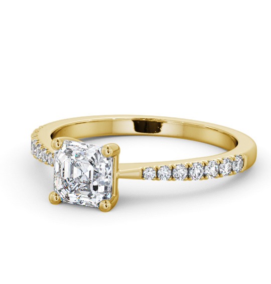  Asscher Diamond Engagement Ring 18K Yellow Gold Solitaire With Side Stones - Maudine ENAS25S_YG_THUMB2 